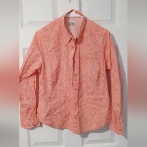 Columbia Flamingo Petite Button-Up Shirt with Leaf Pattern